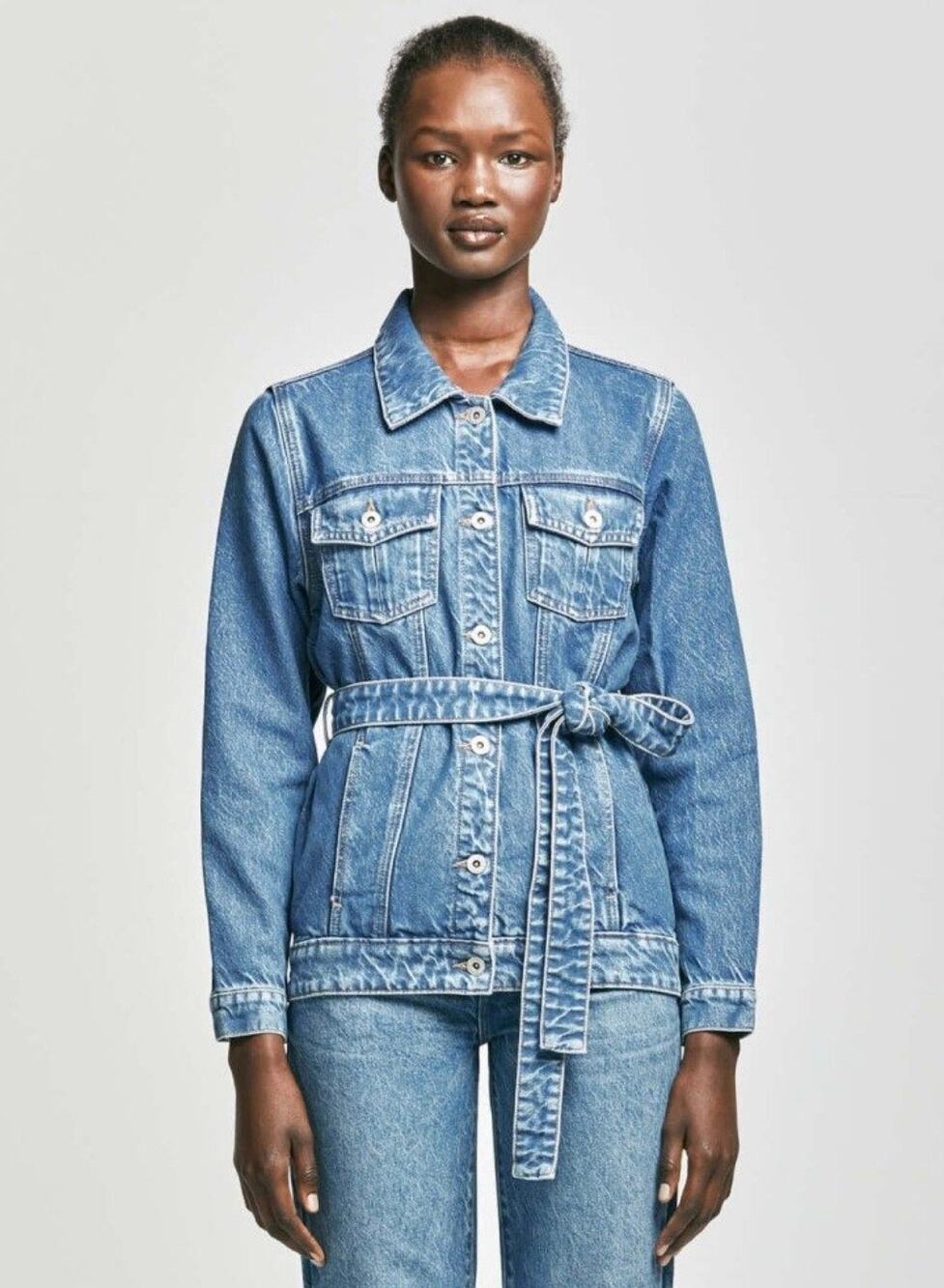 Outland Denim NWT Girls The Ava Organic Cotton Oversized Belted Jean Jacket XL
